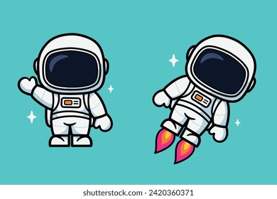 cute illustration design cute astronaut. The design can be used for stickers, clothing, packaging for merchandise needs and can also be used for digital product needs