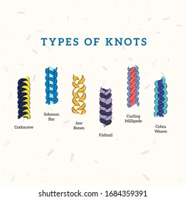 Ilustración corta de diferentes tipos de nudos