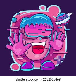 cute illustration of digital world, suitable for stickers and t-shirts