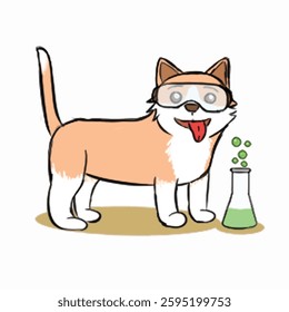 Cute illustration of a dog working as a professor that is suitable as a cute icon or sticker