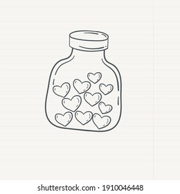 cute illustration in doodle style on white background for valentine's day