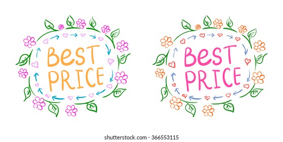 Cute illustration with doodle text best price