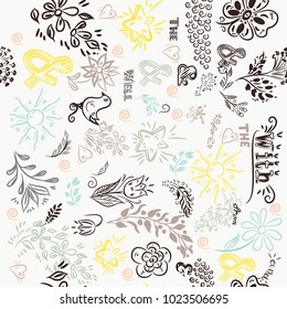 Cute illustration with doodles pattern ideal for fabric designs