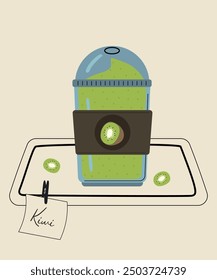 Cute Illustration with Drink Fresh at Kiwi Tasty