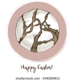 cute illustration for easter holiday on colored background