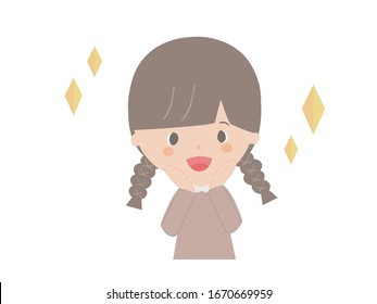 It is a cute illustration of an exciting girl.