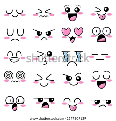 Cute Illustration Face Expression Doodle Set