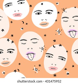 Cute illustration with faces. 