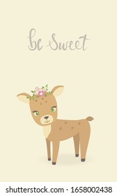 Cute illustration with fawn.