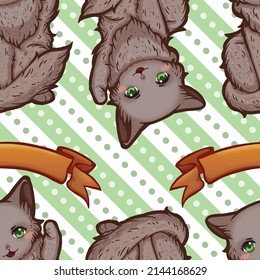 A cute illustration featuring a fluffy cat with one of it's paw raised. Would you want to face a final boss such as this?