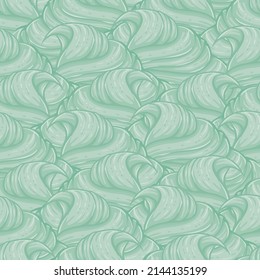 A cute illustration featuring piles upon piles of swirly, creamy goodness. A seamless surface pattern design featuring pastel colored soft serve ice cream.