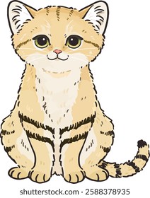 Cute illustration of Felis margarita sitting