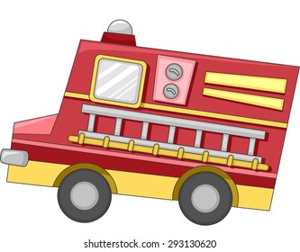 Cute Illustration of a Firetruck with a Ladder Attached to its Side