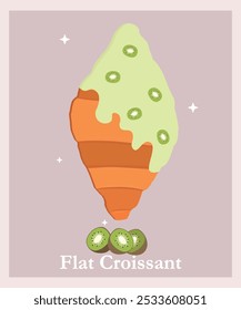 Cute Illustration with Flat Croissan at Kiwi Taste