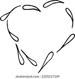 Cute illustration in the form of a lonely heart, hand-drawn. Illustration in vector