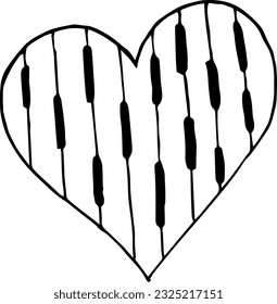 Cute illustration in the form of a lonely heart, hand-drawn. Illustration in vector