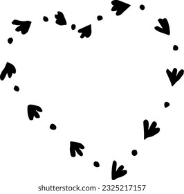 Cute illustration in the form of a lonely heart, hand-drawn. Illustration in vector