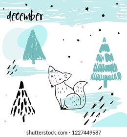 Cute illustration with fox