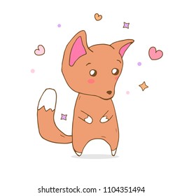 Cute illustration of fox in doodles style. It can be used for sticker, patch, phone case, poster, t-shirt, mug and other design
