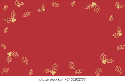 Cute illustration frame of red background and holly