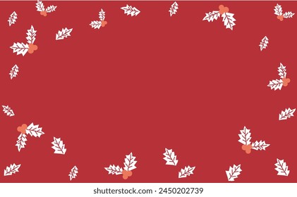 Cute illustration frame of red background and holly