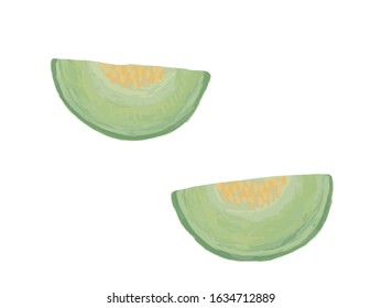 It is a cute illustration of a fresh melon.
