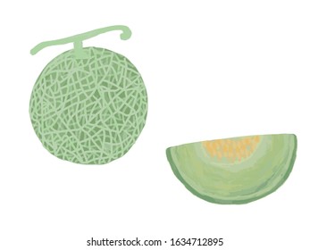 It is a cute illustration of a fresh melon.
