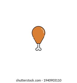 Cute Illustration of fried chicken thigh. modern simple food vector icon, flat graphic symbol in trendy flat design style.