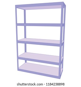 Cute illustration of a Front one side far perspective camera view of a modern shelf 