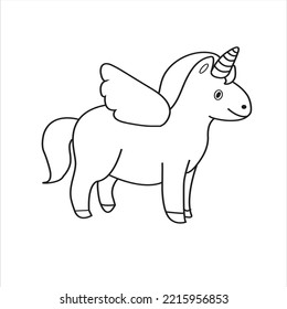 Cuta ilustración de un gracioso unicornio mecedor