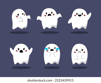 cute illustration of ghost for halloween. spooky illustration collection template.