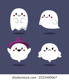 cute illustration of ghost for halloween. spooky illustration collection template.