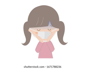 It is a cute illustration of a girl who has a cold.
