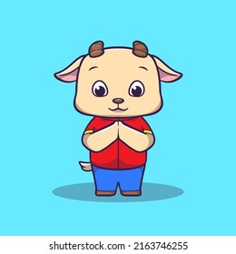 Cute illustration of goat smiling for the blessed Eid al-Adha mascot cartoon