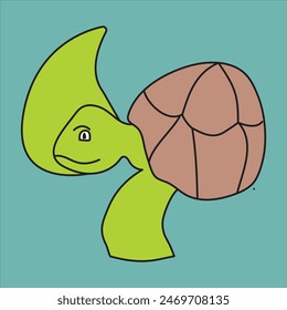 Linda ilustración de una tortuga verde y marrón.