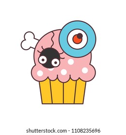 Cute illustration of Halloween cupcake.