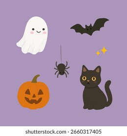 Linda ilustración de Elementos de halloween
