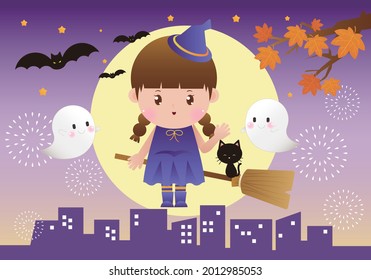 Cute illustration for Halloween,cute pumpkins, candies, 
Spider, and Halloween atmosphere.
