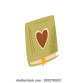 Cute illustration of a hand drawn book with textures isolate on white background