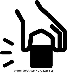 Cute illustration of a hand pinching from avobe