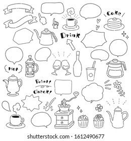 Cute illustration of handwritten style balloon and drink
