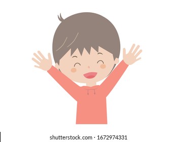 Es una linda ilustración de un niño feliz.
