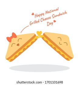 Cute Illustration of Happy National Grilled Cheese Sandwich Day