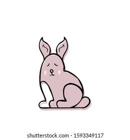 Cute illustration with a hare, theme with animals. Doodle style drawings.