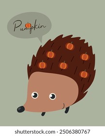  Cute Illustration with Hedgehog at Pumpkin