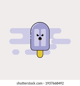 Cute Illustration of ice cream icon with angry face. modern simple food vector icon, flat graphic symbol in trendy flat design style.