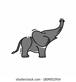 Cute illustration icon of elephant grey