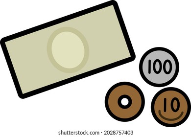 Cute illustration icon of Japanese money
