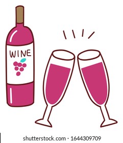 Cute illustration icon material wine