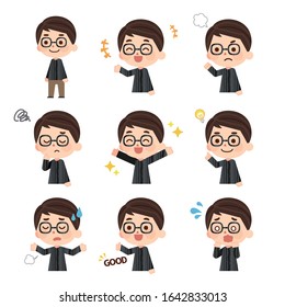 Cute illustration of a Japanese man